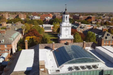 scene of JHU campus buildings