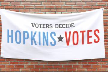 banner that says "Hopkins Votes"